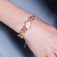 thumbnail image 3 of Zuiguangbao Women's Simple Pink Flash Opal Leaf Rose Gold Bracelet Fashion Jewelry Valentine's Day Gift Bracelet, 3 of 6