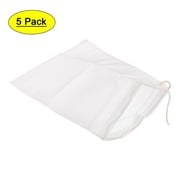 Uxcell 18 x 22cm Reusable Nut Milk Coffee Sprouting Juice Soup Food Filter Bag White, 5pcs