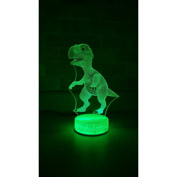 T-Rex Dinosaur 3D Night Light Multi Color Changing Illusion Lamp for Children Kids Girls Boys Animal Fan Gift Christmas Birthday Best Gifts