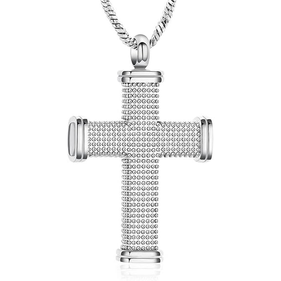 Cross Urn Necklace for Ashes Stainless Steel Cremation Jewelry for Ashes Memorial Ash Necklace for Men Women Cross Souvenir Ashes Necklace Urn Pendant