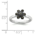 thumbnail image 5 of Solid 925 Sterling Silver Stackable Marcasite Scalloped Ring Eternity Band Size 6, 5 of 6