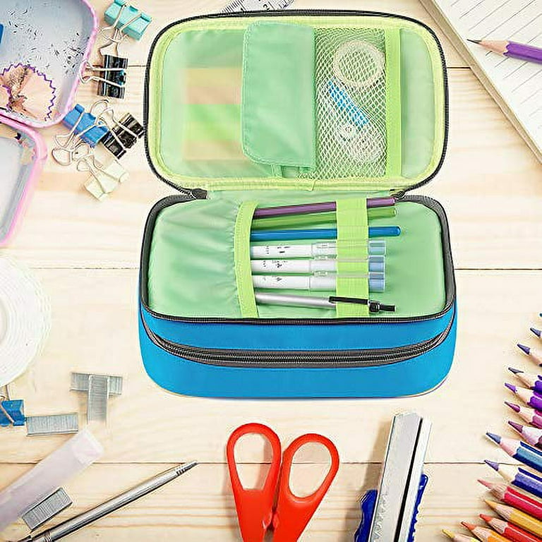 Homecube Pencil Case Big Capacity Pencil Bag Makeup Pen Pouch Durable  Students Stationery With Double Zipper Pen Holder for School/Office, Blue