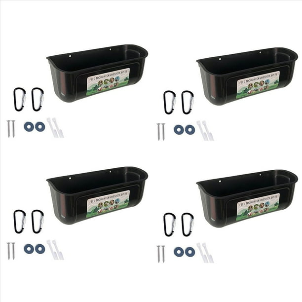 Paquete de 4 Comederos para Patos, Cerca Colgante, Comedero para Ganso y Pavo, Color Negro, con Clips
