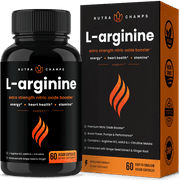 NutraChamps Premium L Arginine Supplement | 5-in-1 Nitric Oxide Supplement | L-Arginine Powder & L Citrulline Enhanced with Grape Seed & Ginger | Energy, Blood Flow, Heart Health & Stamina | 60 Count