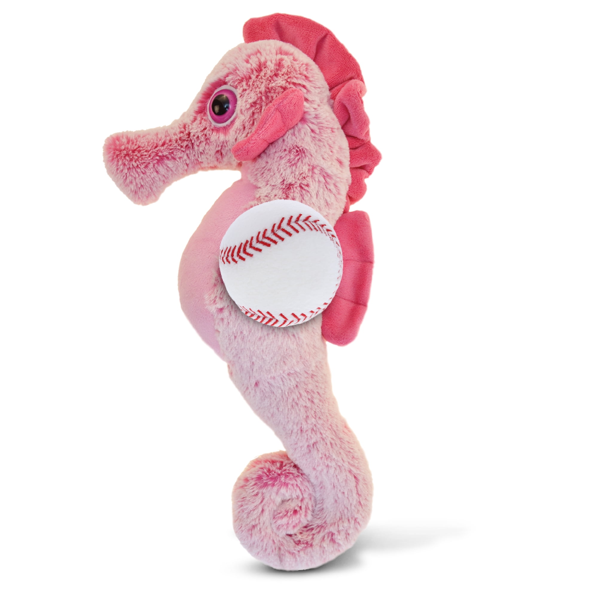 DolliBu Seahorse Stuffed Animal with Baseball Plush - Soft Huggable Seahorse Adorable Playtime Plush Toy Cute Wildlife Gift Super Soft Plush Doll Animal Toy for Kids and Adults - 15 Inch