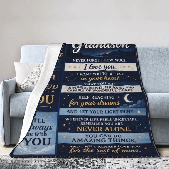 Grandson Love Blanket Gift Throw Blanket Inspirational Night Sky Gift for Grandson from Grandma Grandpa 50x40