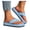 Blue, variant on Women's Chunky Platform Leather Flip Flops Lightweight Open Toe Backless Sandals Comfortable Non Slip Slides Shoes Pink Size 6.5