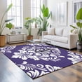 thumbnail image 3 of Area Rugs 5'x7', Purple Boho Carpet Runner Indoor Outdoor Rugs Home Decor Aesthetic, Vintage Classic Bohemia Flower Textured Non Slip Mats Washable Accent Rug for Living Room Bedroom, 3 of 8