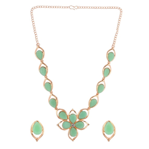 Efulgenz Crystal Jewelry Set for Women Turquoise Green Statement Necklace Set Chunky Collar Choker Necklace and Earrings Party Prom Fashion Jewelry for Women Bridesmaid Gift