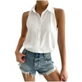 thumbnail image 2 of Ediodpoh Women's Sleeveless Button Down Shirts Blouses Solid Casual Loose V Neck Tank Tops for Work Womens Summer Tops White XL, 2 of 9