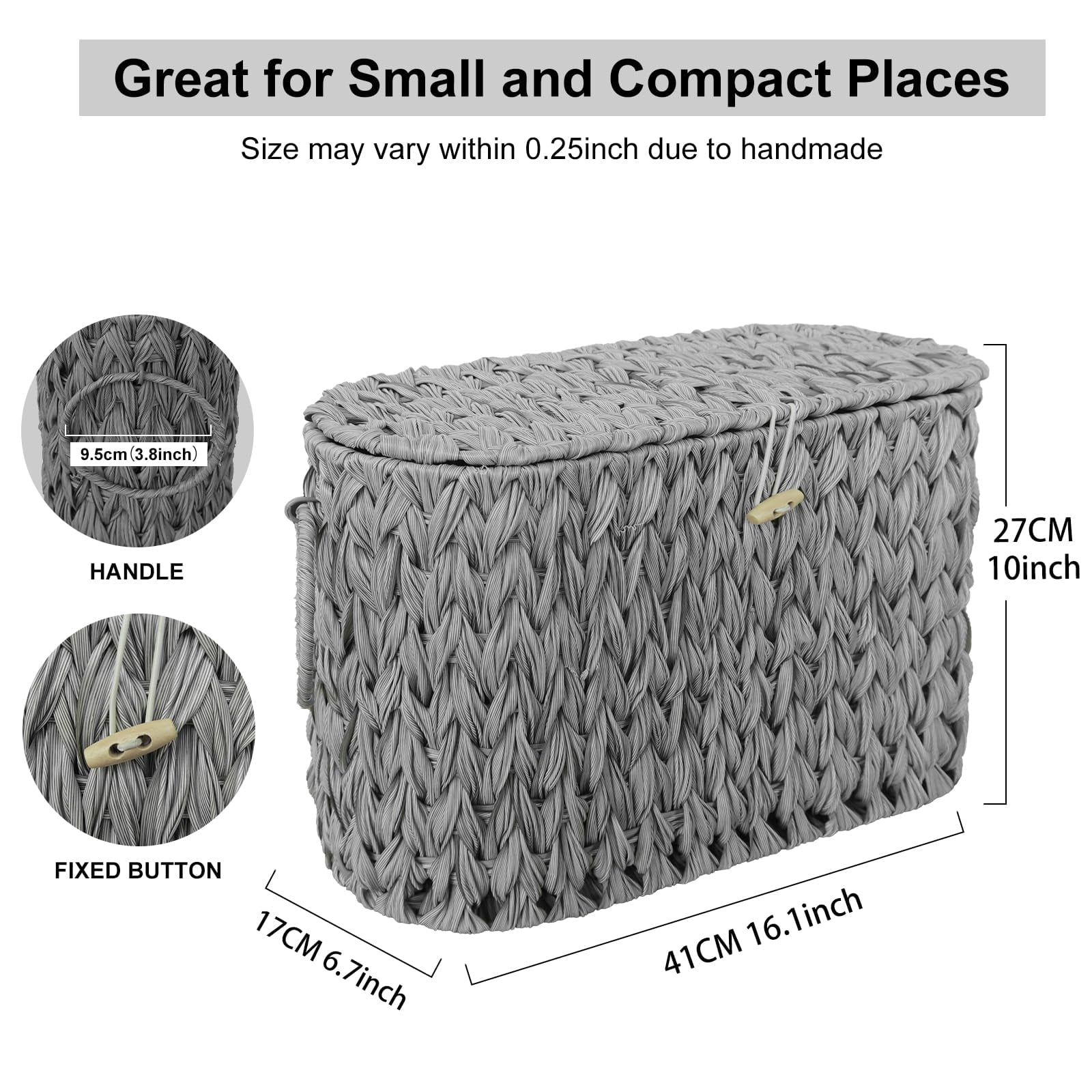 Toilet Paper Storage Basket With Lid Wicker Holder Stand Narrow Decorative Woven Bathroom Organizer Free Standing Grey