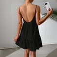 thumbnail image 5 of Women Sleeveless Backless Slip Mini Dress Sexy Lady High Elastic Waist Solid Ruffle Straight Fitting Slimming Evening Party Dresses Black L, 5 of 5