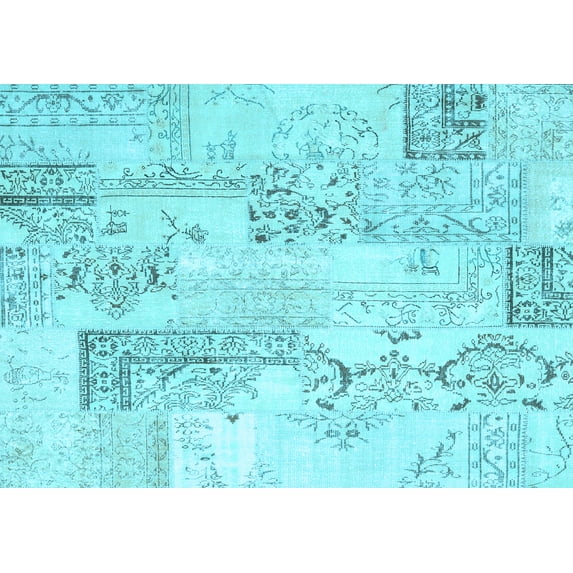 Ahgly Company Indoor Rectangle Abstract Light Blue Contemporary Area Rugs, 3' x 5'