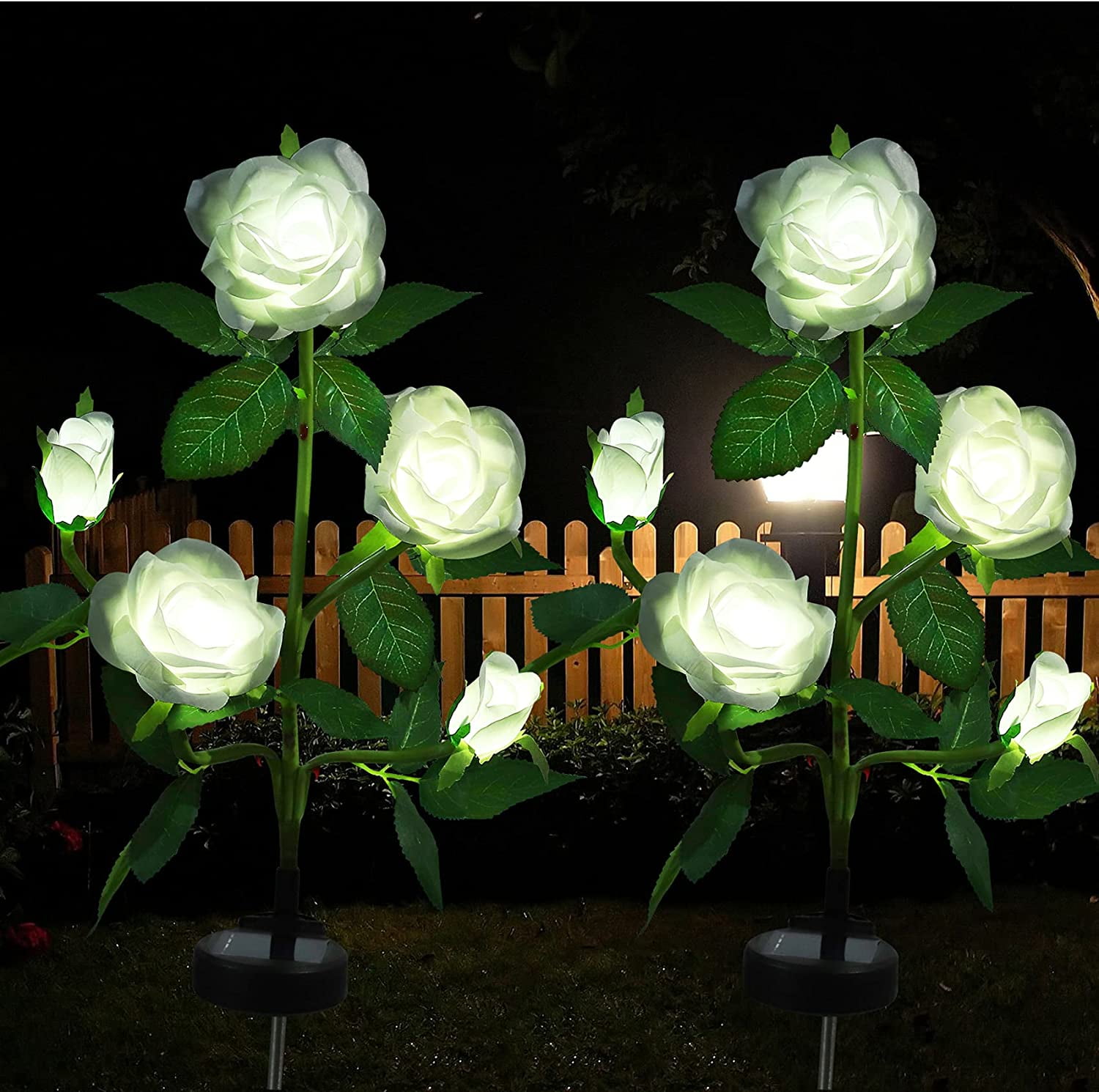 2 Pack Solar  Rose Flower LED Lights For Garden Patio Yard Stake Lamp Decor 