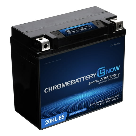 Chrome Battery Now Ytx20hl-bs (20hl-bs 12 Volt,18 Ah, 270 Cca) Intelligent Wireless Smartphone Connectivity AGM Battery for Personal Watercraft - Honda 1470 Aquatrax F-15, F-15x Years (2003 - 2013)