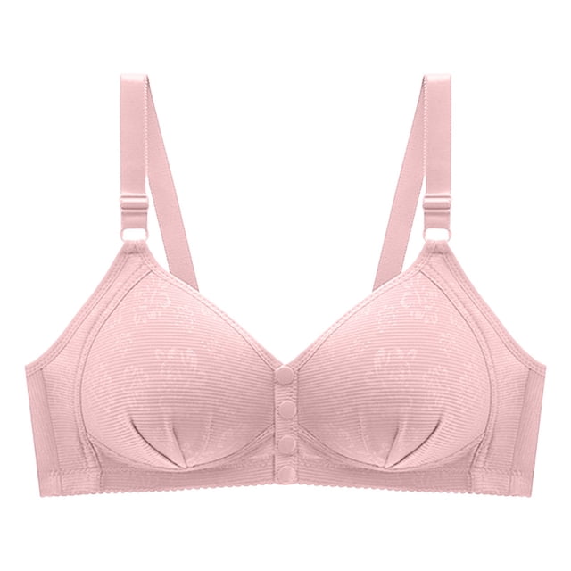 WZXFASHION High Support Bras For Women Adjustable Strap Full Coverage Up Bras Comfortable No Underwire Wireless Bras Bra Pink 42