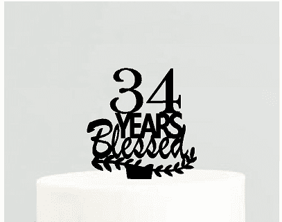 Large Rhinestone NUMBER 34 Cake Topper 34th Birthday Wedding Party Anniversary