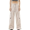 thumbnail image 5 of Cargo Pants Women with Deep Pockets, Pull Rope Adjustable Waist, Breathable Workout Trousers, Solid Color Full Length Casual Joggers, Outdoor Hiking Gifts for Women | CSEONE,Wine L, 5 of 7