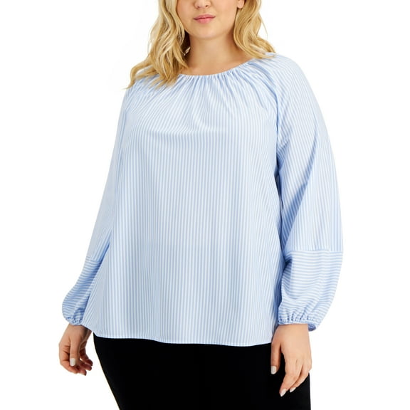 Alfani Plus Size Striped Convertible Top Stripe Periwinkle 0X