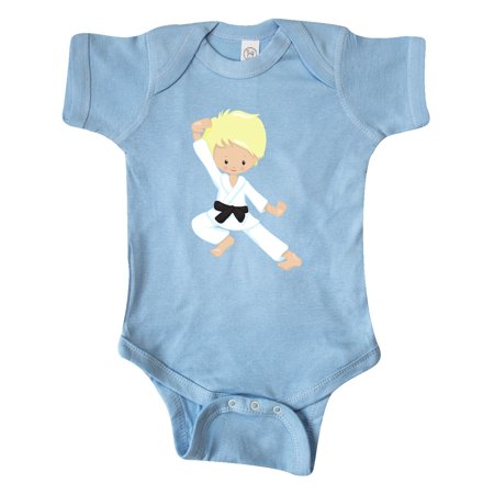 

Inktastic Cute Boy Blond Hair Black Belt Karate Pose Gift Baby Boy Bodysuit