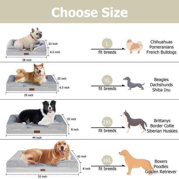 Orthopedic Dog Bed Brown With High Support For Small And Large Breeds - Breathable, Waterproof Memory Foam Bed With Elevated Sides, Featuring A Removable And Washable Cover, And A Non-Slip Base