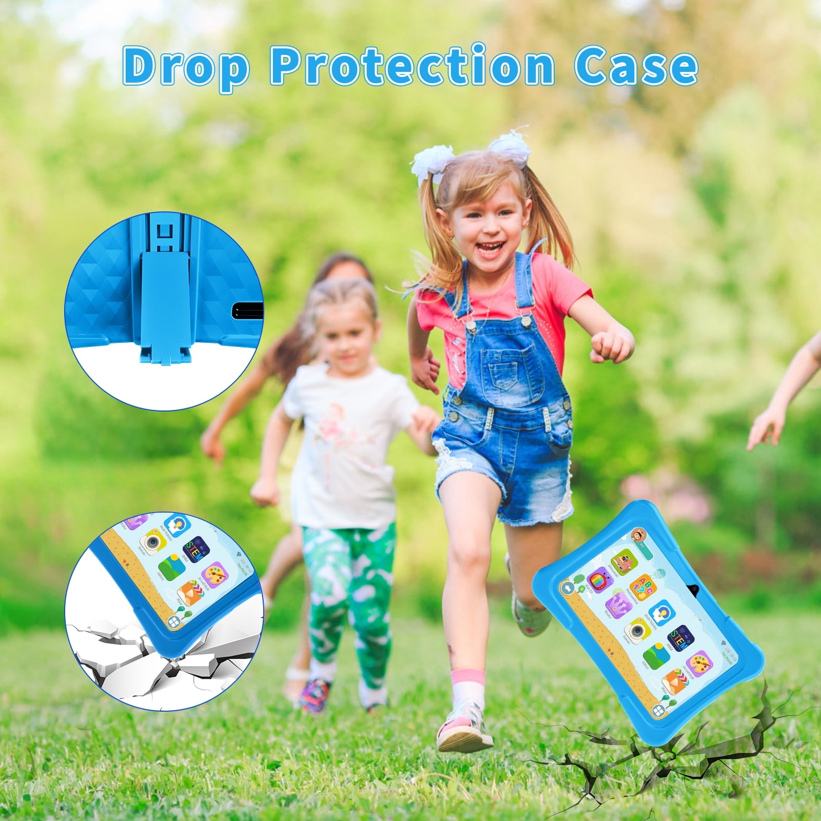 EDDBNi 7" Kids Tablet，6GB RAM 32GB ROM Android Tablet Computer for Children，parental controls，Eye Protection Toddler Tablet for Ages 4-12（light blue）