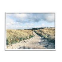 Stupell Coastal Boardwalk Path Landscape Landscape Painting White Framed Art Print Wall Art