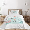 thumbnail image 3 of Ambesonne Chill Quilted Bedspread Set 2 Pcs, Summertime Fun Joy, Twin Size, Pale Green Coral Black, 3 of 6