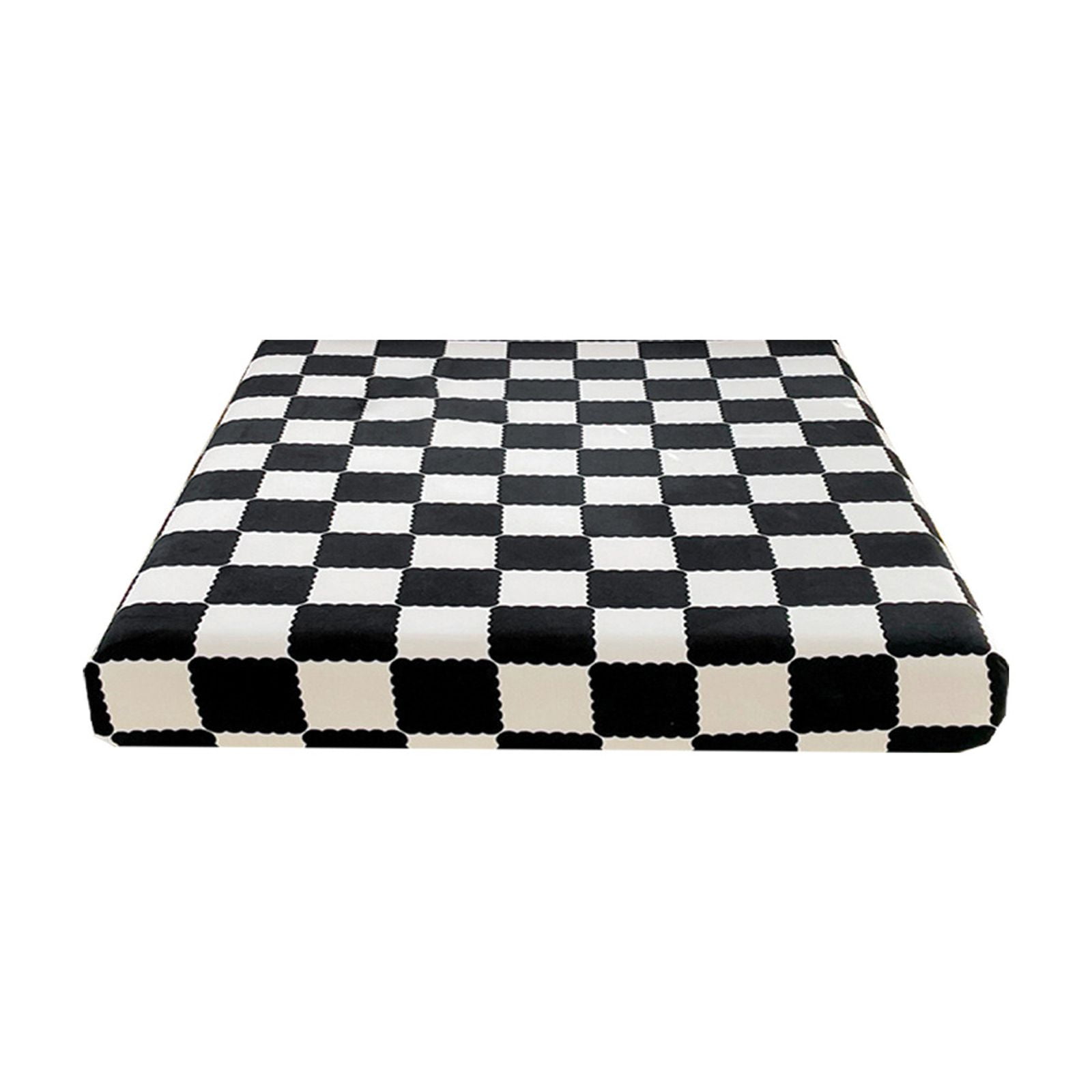 Quilted Fitted Sheet Winter Warm, Checkerboard Pattern Mattress Protector – Breathable Non-Slip Pocket Design, Soft Polyester Bed Cover for Care Bed, Home or Guest Room