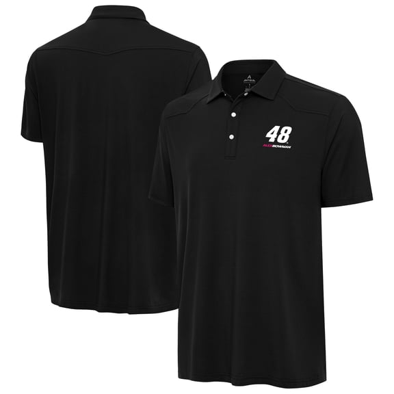 Men's Antigua Black Alex Bowman Western Polo