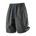 thumbnail image 3 of lcziwo Men Shorts with Pockets Summer Outdoor Elastic Waist Beach Shorts Hiking Fishing Casual Drawstring Dress Shorts Dark Gray XXL, 3 of 7