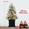 thumbnail image 2 of Senfot 3ft Pre-Lit Artificial Small Christmas Tree, Snow Flocked Xmas Tree Includes 78 Led Lights, Christmas Home Decor, 2 of 7