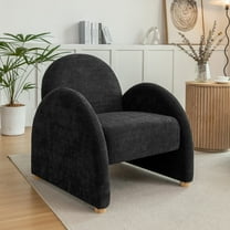 DRKAT Modern Accent Chair, Upholstered Boucle Arm Single Sofa, Comfy Armchair, Fluffy Reading Chair for Living Room, Bedroom, Home Office, Black
