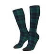 thumbnail image 2 of Women's Knee High Socks Deep Blue & Green Plaid Thermal Soft Knee Long Socks, 2 of 7