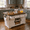 White Base + Oak Finish Top, variant on Homy Casa Farmhouse 53.7" Rolling Kitchen Island with Storage Cabinet, Sliding Barn Doors, Wood Top Storage Cart