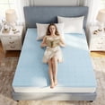 thumbnail image 2 of Beddle 3 Inch Queen Size Cooling Gel Memory Foam Mattress Topper, Body Support & Pressure Relief, CertiPUR-US Certified, Blue, 2 of 7