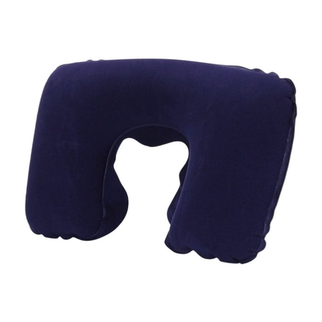 Pisexur Pillows Comfortable Travel Neck Pillow PVC Flocked U Shaped Cushion For Aviation Outdoor Home Use Portable Inflatable Cervical Support Pillow With Soft Velour Cover,Black,FreeSize Neck Pillow