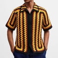 thumbnail image 1 of Ceisia Men's Summer Geometric Wave Jacquard Short Sleeve Button Down Knitted Cardigan Multicolor M Gifts, 1 of 9