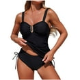 thumbnail image 2 of Sakmal Full Coverage Tankini Swimsuits Women Two Piece Swimwear Vacation Solid Black Womens Swimsuits XL, 2 of 9