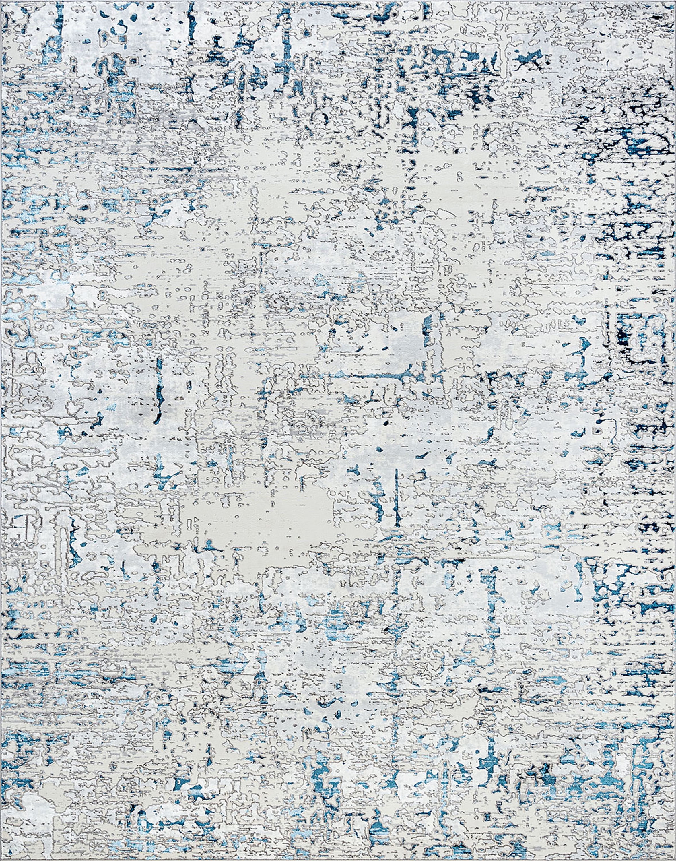 Antik Contemporary 4' x 5' Blue and Gray Polypropylene & Polyester Indoor Area Rug