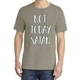 thumbnail image 2 of Wild Bobby,Not Today Satan Funny Witty, Streetwear, Garment-Dyed Washed Look Short Sleeve T-Shirt, Sand, Medium, 2 of 3