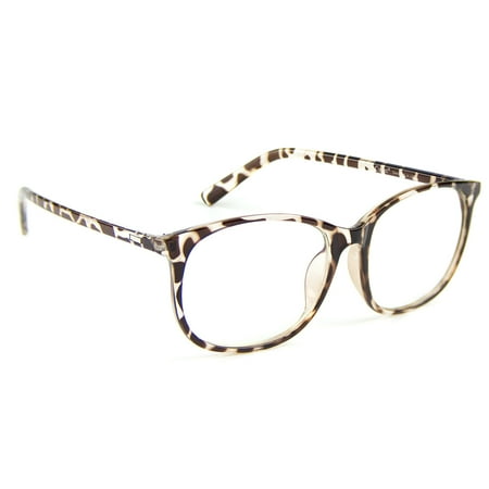 Cyxus Womens/Girls Blue Light Blocking Computer Glasses, Reduce Eyestrain Headache UV420, Leopard Print Big Frame
