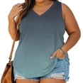 thumbnail image 2 of StSilkitty Plus Size Tank Tops for Womens Gradient Color Loose V Neck Blouses Summer Beach Lightweight Soft Shirts, 2 of 7