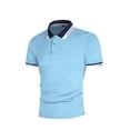 thumbnail image 2 of Sunloudy Hombres Verano Slim Fit Camisa, Contraste Color Solapa Manga Corta Casual Tops para Novio, Marido, Padre Sunloudy moda, 2 of 6