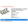 thumbnail image 2 of Front Drum Brake Shoe Kit - Compatible with 1968 - 1970 Volkswagen Campmobile 1969, 2 of 2