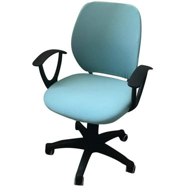Computer Office Chair Cover, Removable Washable Rotating Armchair Cover, Split Protective & Stretchable Cloth Polyester Universal Desk Task Chair Slipcover (Light Blue)