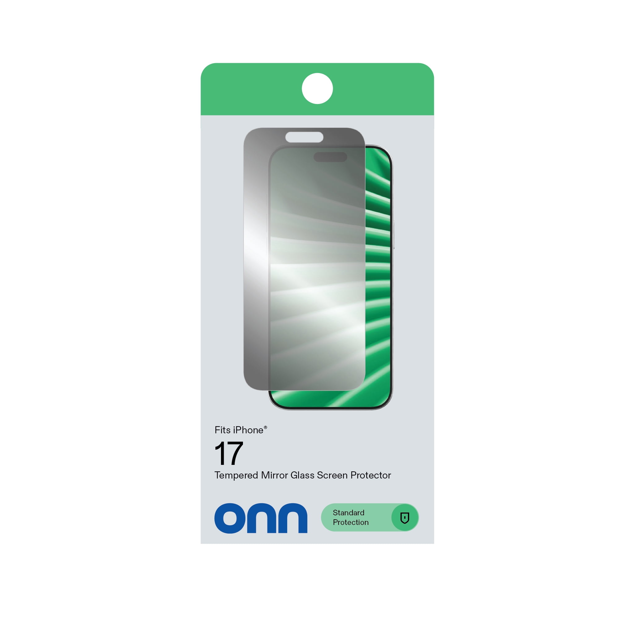 onn Mirror Glass Screen Protector with Easy Application Tray for iPhone 17 - Mirror Finish