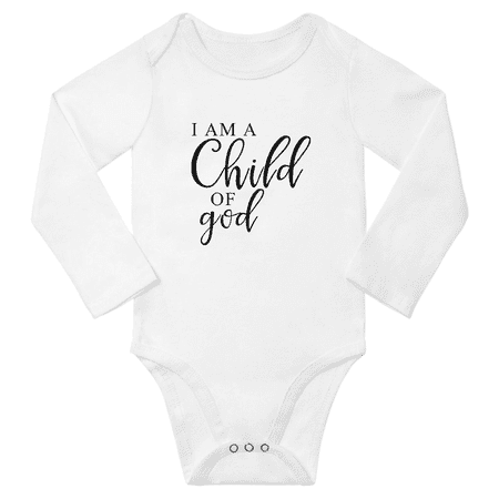 

I Am A Child Of God Funny Announcement Baby Long Sleeve Bodysuit Unisex (White 18-24M)
