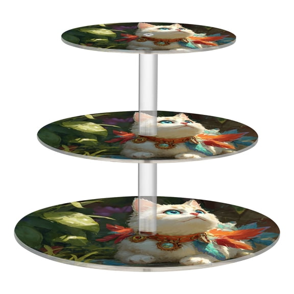 3 Tier Acrylic Cupcake Stand Decorative Cat Dessert Display Tower for Birthday Wedding Party