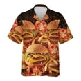 thumbnail image 4 of Camisa hawaiana con gráfico de hamburguesas y papas fritas para hombre, camisas hawaianas holgadas de manga corta con estampado 3D de comida, blusas de calle con solapa, 4 of 5
